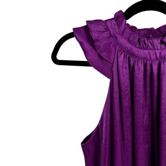 Pinch Purple Sleeveless Ruffle Mock Neck Tiered Mini Dress Womens Small - Picture 2 of 6